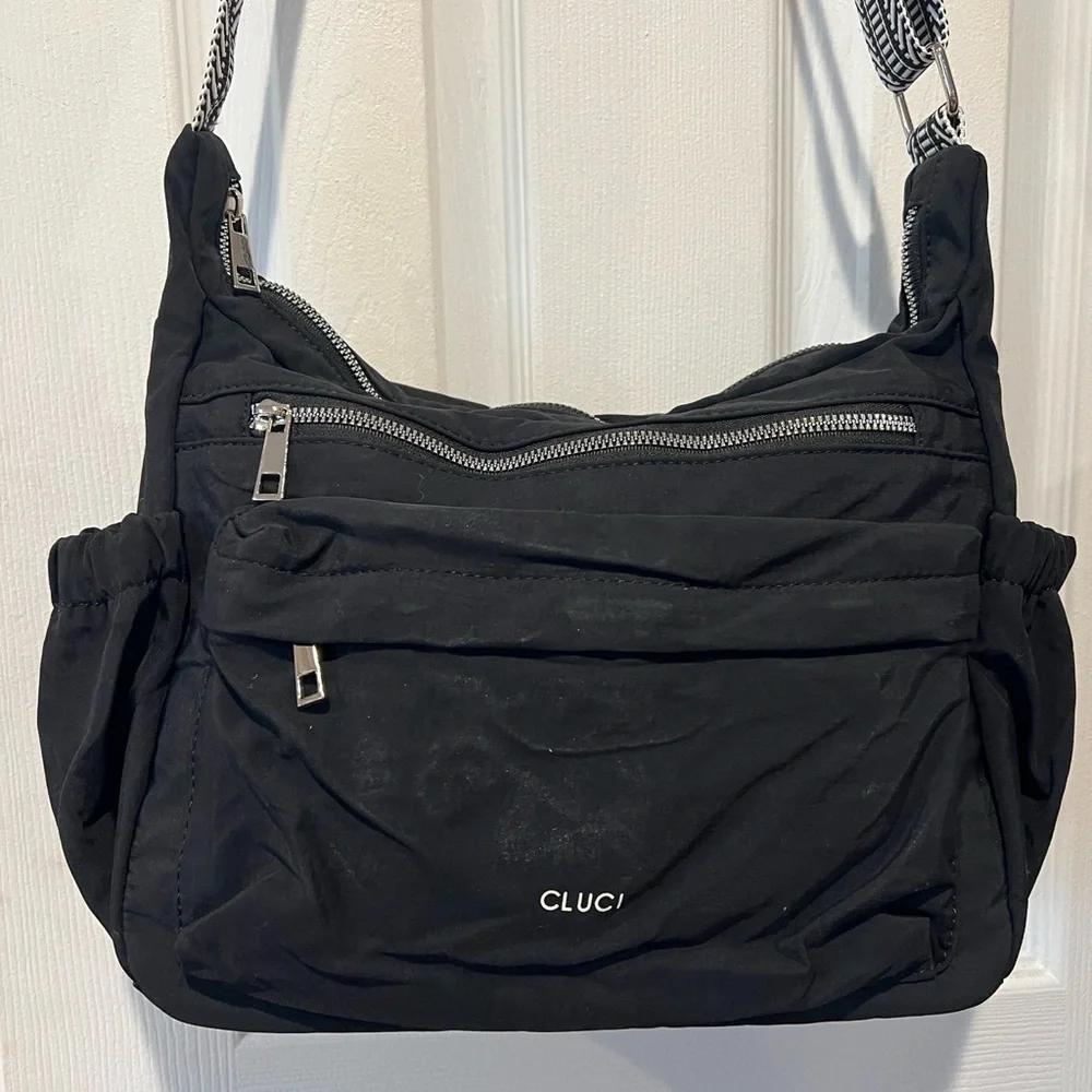 Black Crossbody Bag with Zip Pockets - Picture 2 of 4